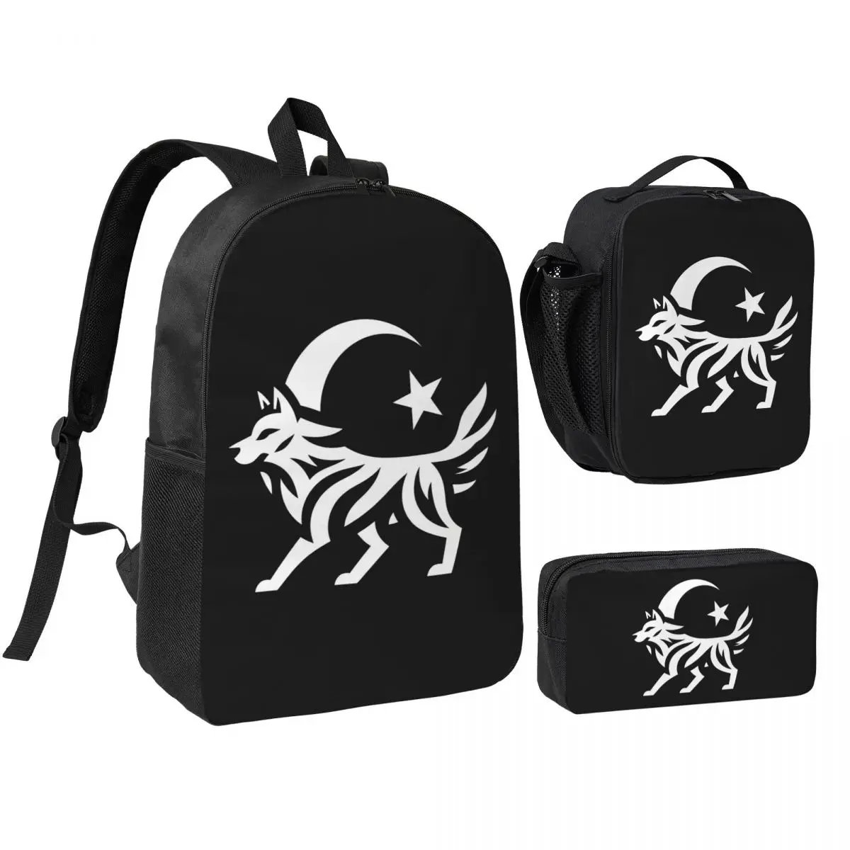 

Bozkurt Song Logo Backpack Student Boys Girls BookBag School Bag Computer Shoulder Bags 3ps Insulated Lunch Bag Pencil Case