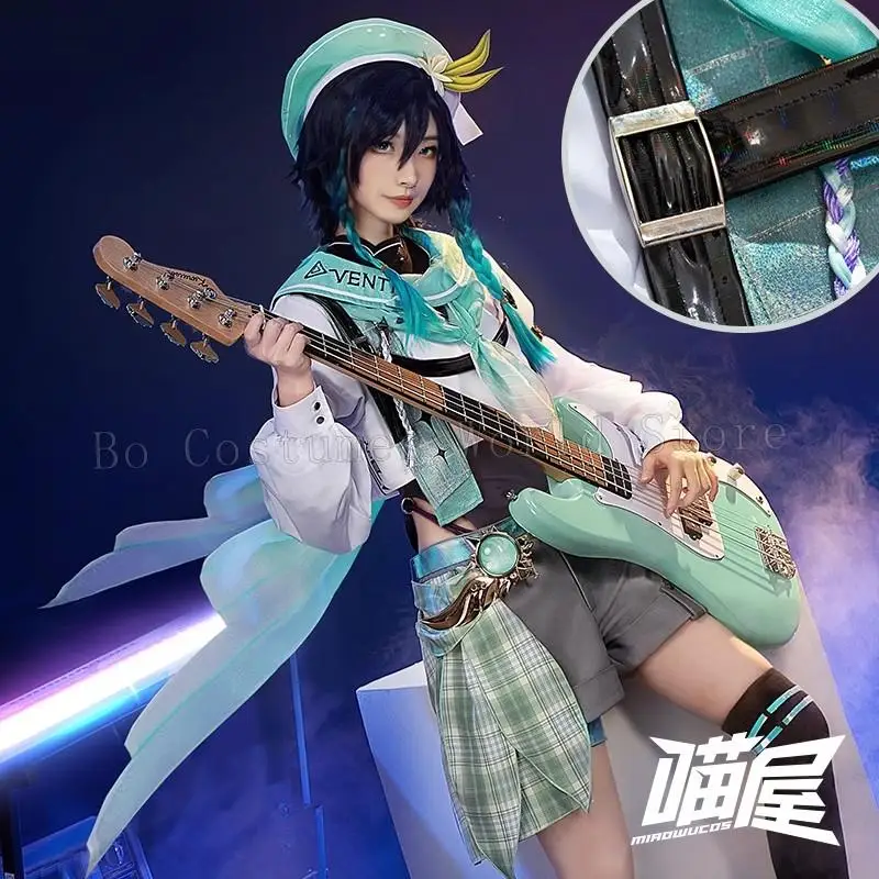 Genshin Impact Venti band Spiel anzug Mode cool Cosplay Kostüm Freizeit uniform Halloween Party Rollenspiel Outfit Männer Perücke