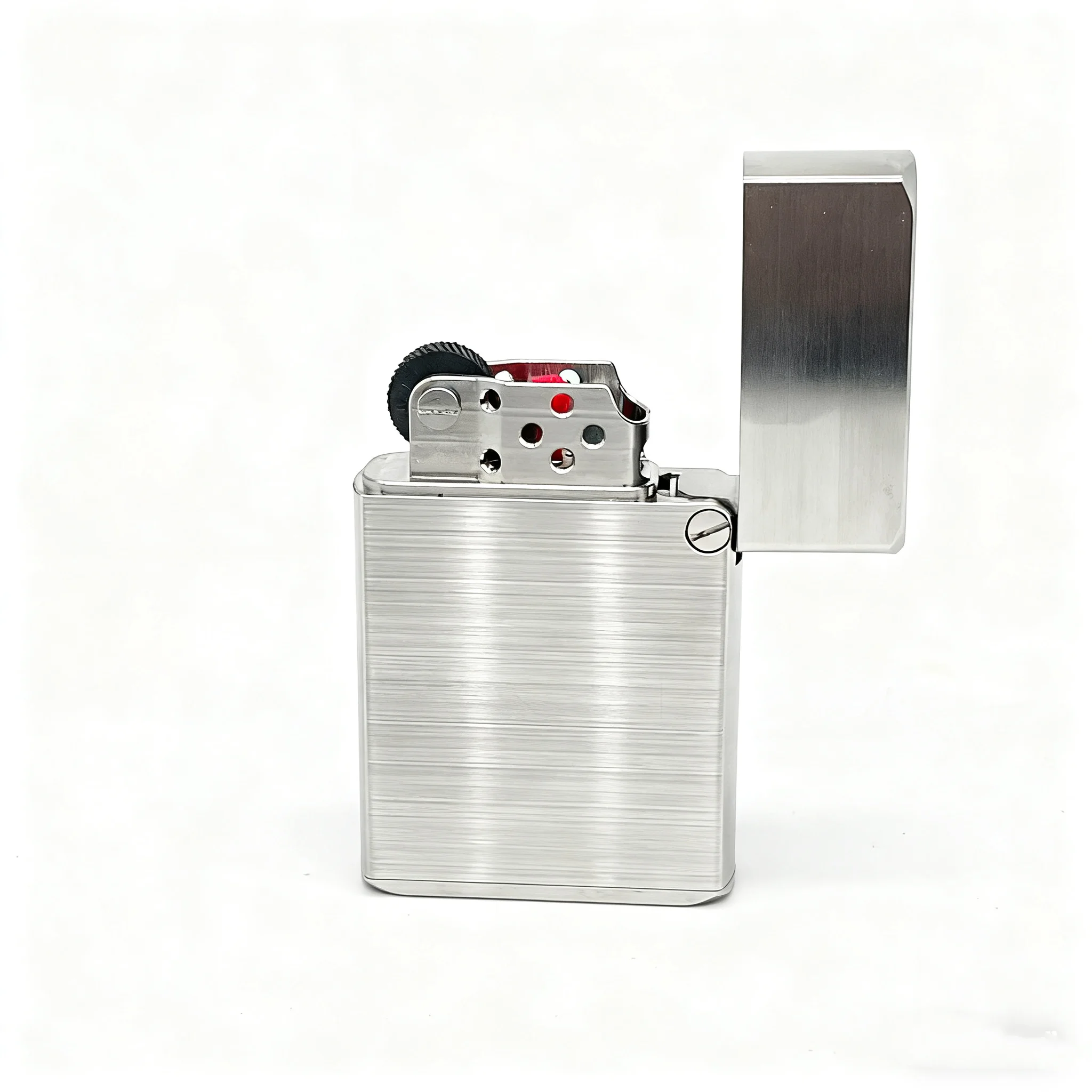CNC Fuel Oil Lighter 316 Stainless Steel Windproof Pocket Lighter Diamond Flint Wheel Sealed wooden Box Packaging Men's Gift