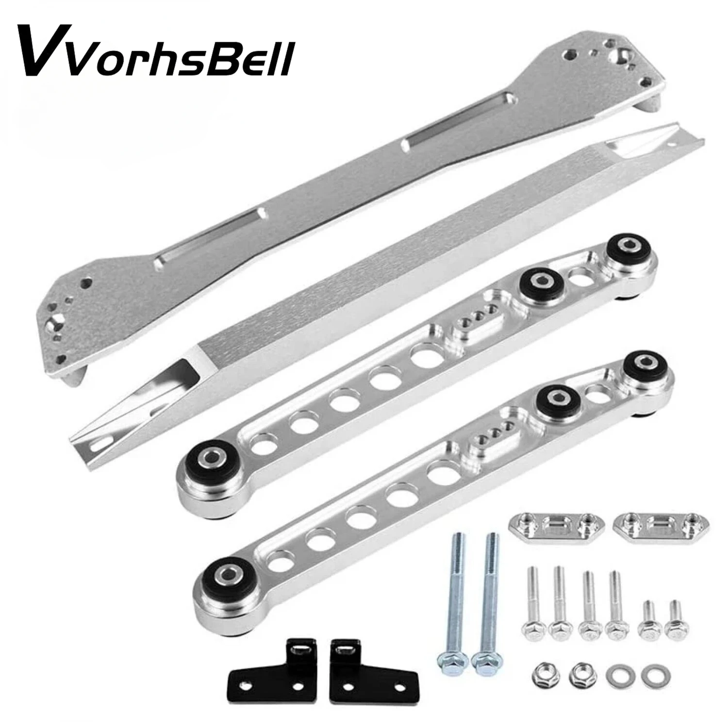 hot sale Rear Lower Control Arms + Tie Bar Subframe Brace for Honda Civic EK 96-00 tie rod support trestle Silver