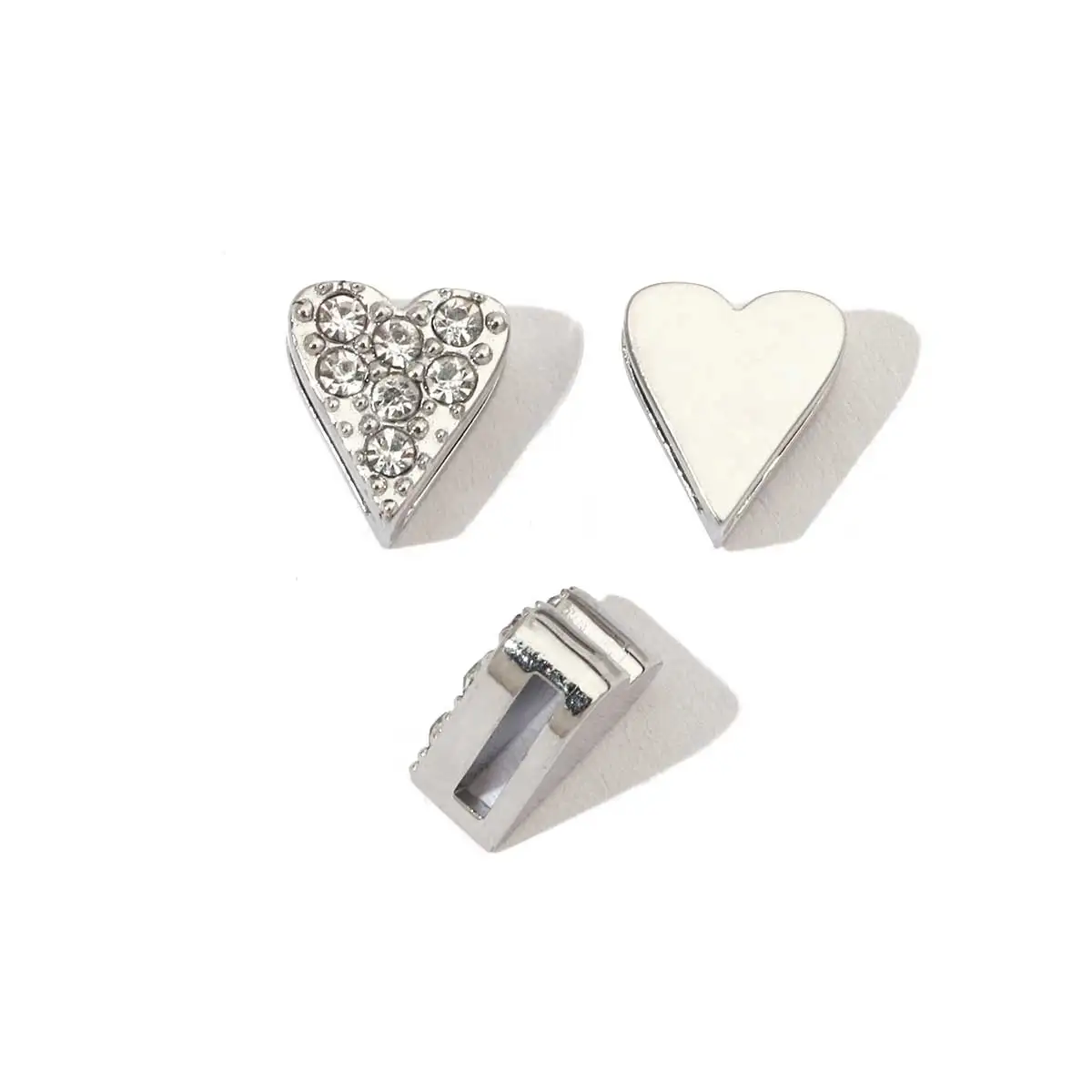 3Pcs/Lot Stainless Steel Heart Moon Cross Zircon Beads Small Hole For DIY Making Bracelet Necklace Jewelry - Detail 1