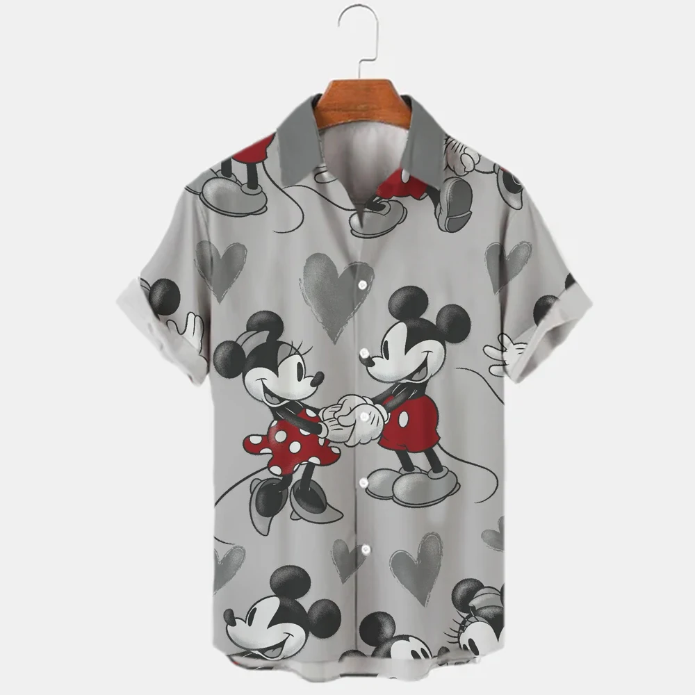 Disney Spring And Autumn New 3d Printing Disney Mickey Mouse Temperament Men\'s Shirt Summer Fashion Street Trend Vintage Top