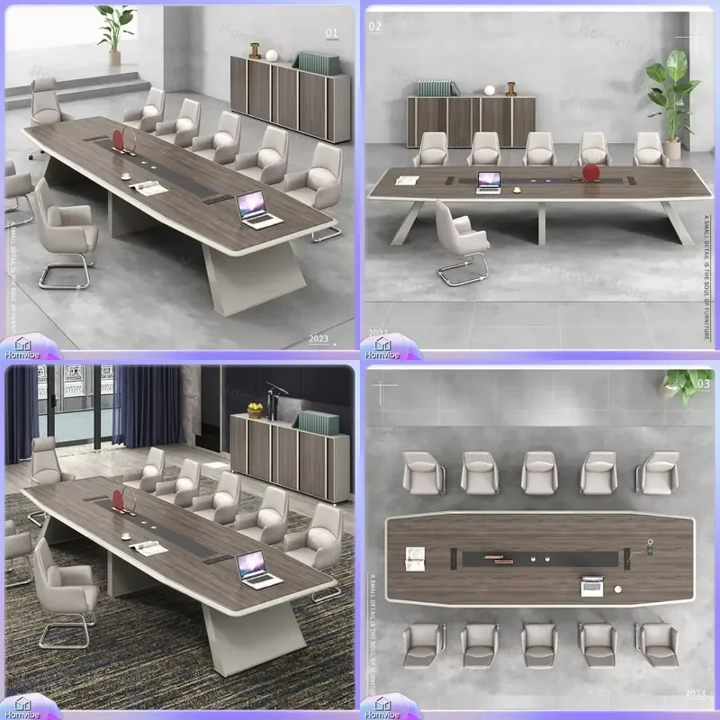 

Modern Luxury 10-Seat Office Conference Table Heavy Duty MDF Panel Mounted Meeting Table for Commercial Business Hotel Use