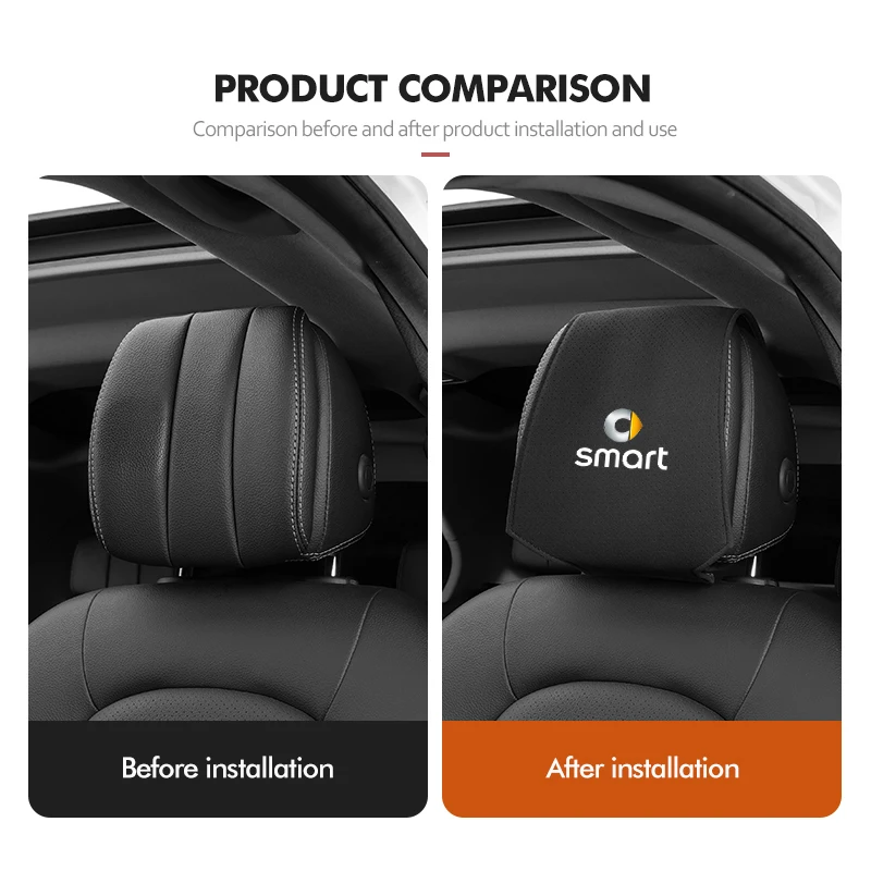 Car Suede Headrest Cover Seat Cushion Auto Interior Accessory For Smart Fortwo 451 450 453 Forfour Cabrio Crossblade ROADSTER