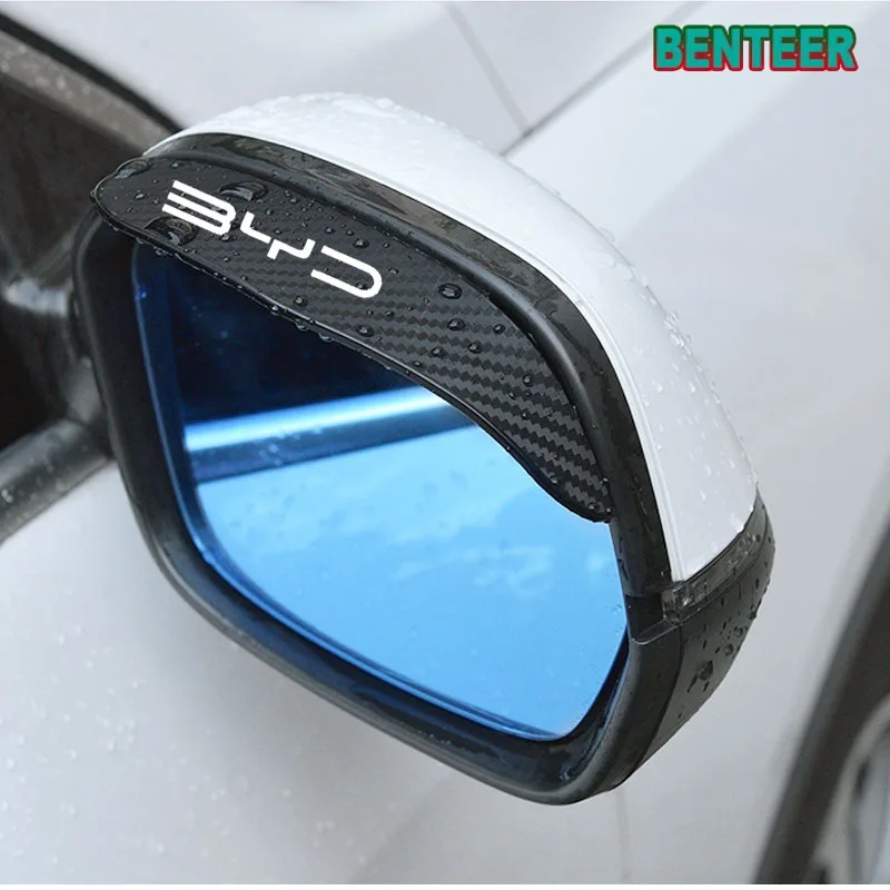 2x Carbon fiber Car Rearview Mirror Eyebrow Sticker For BYD ATTO 3 YUAN PLUS SONG PLUS HAN TANG