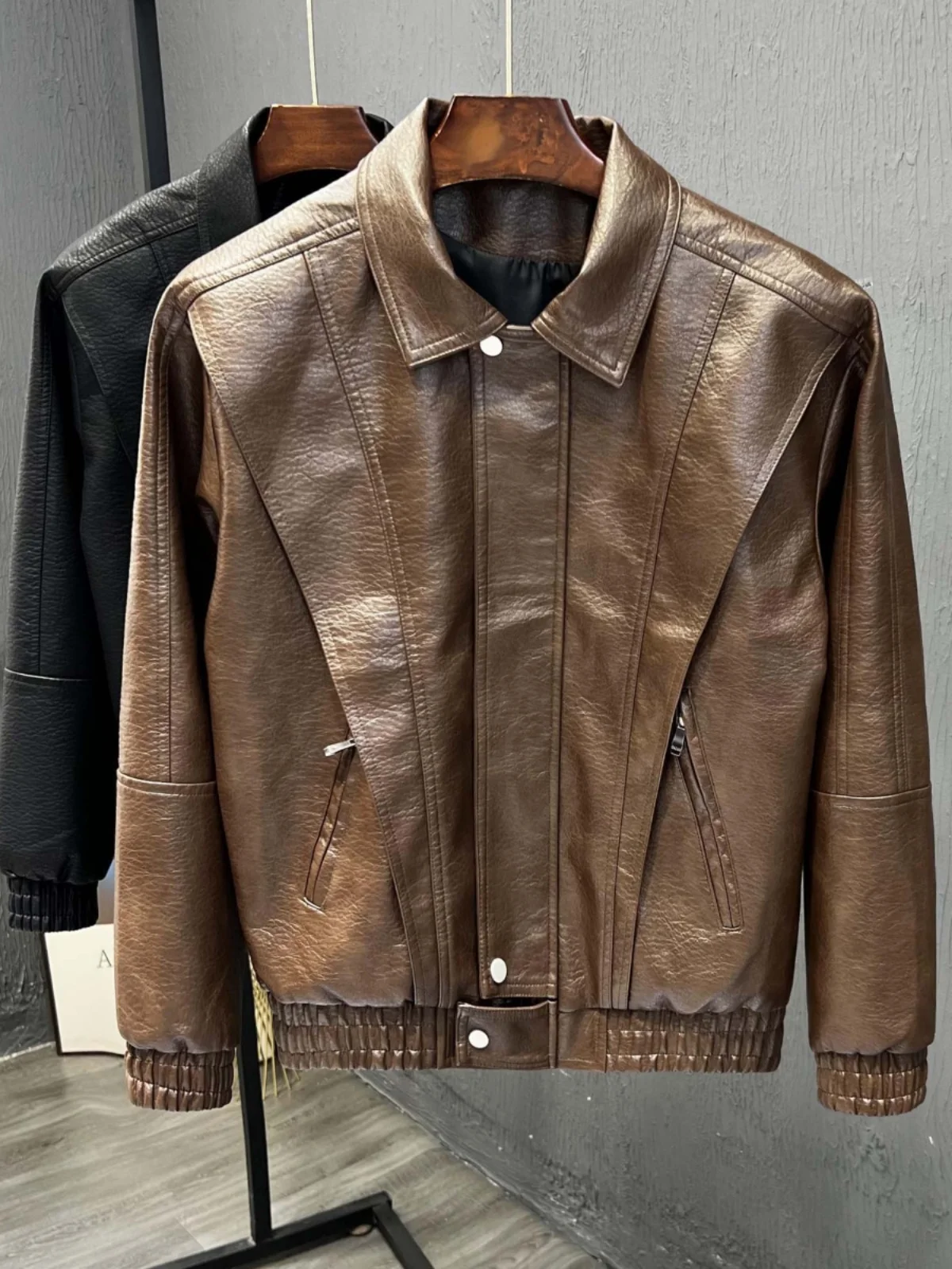 

Модная повседневная куртка из искусственной кожи для мужчин, осенне-зимняя, высококачественная, свободного кроя, молодежная, стильная