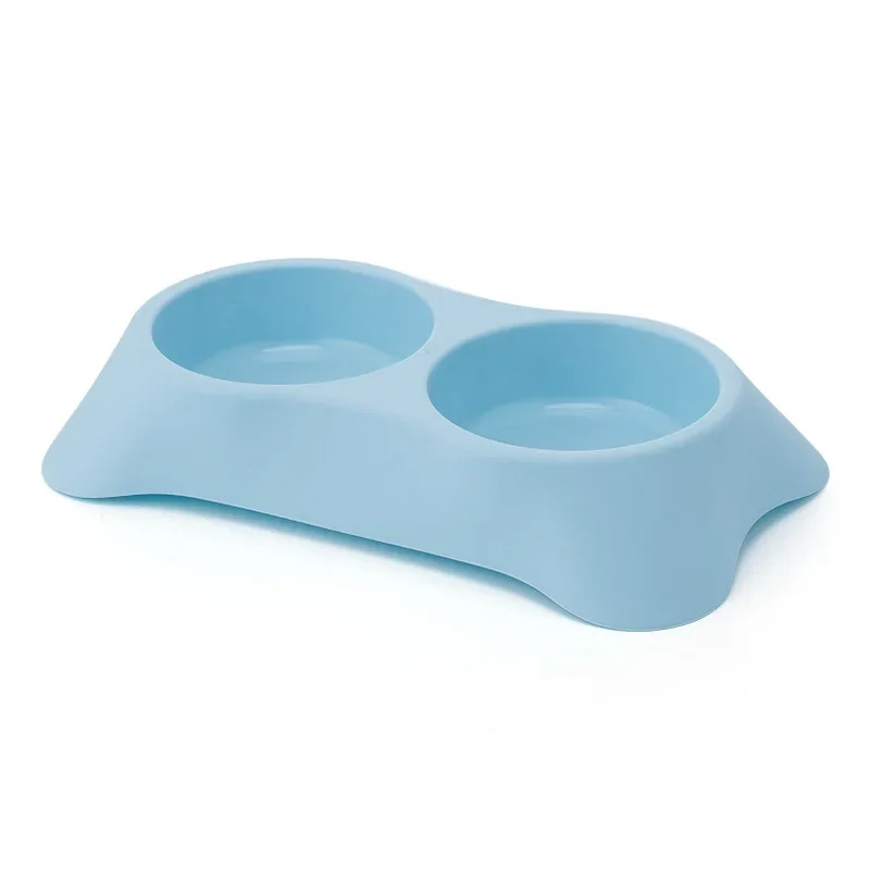 

#Plastic thickened water dog anti-tipping cat bowl color protection cervical spine pet bowl large capacity double bowl