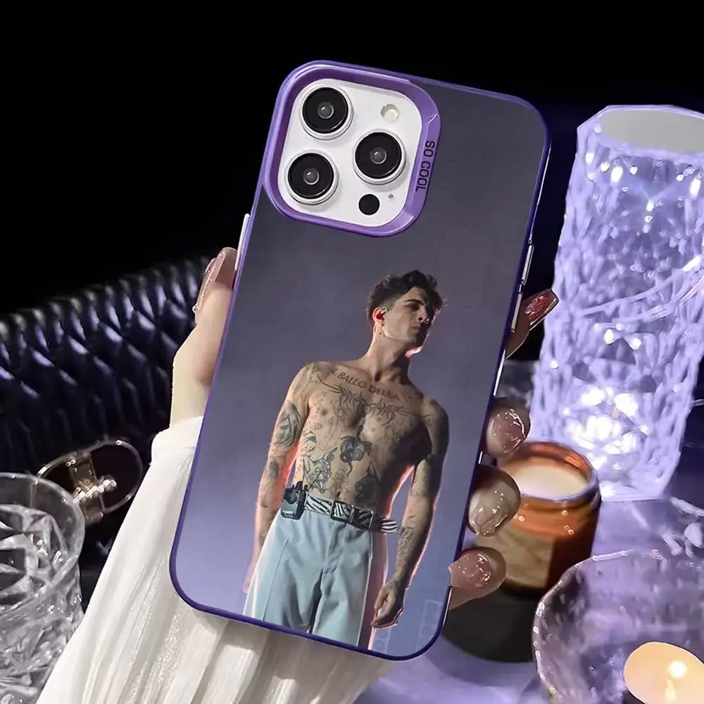 حافظة هاتف M-Maneskin Damiano David لهاتف iPhone17,16,15,14,13,12,11,Mini,Pro,SE,MAX,plus,Purple Matte غطاء سيليكون #6