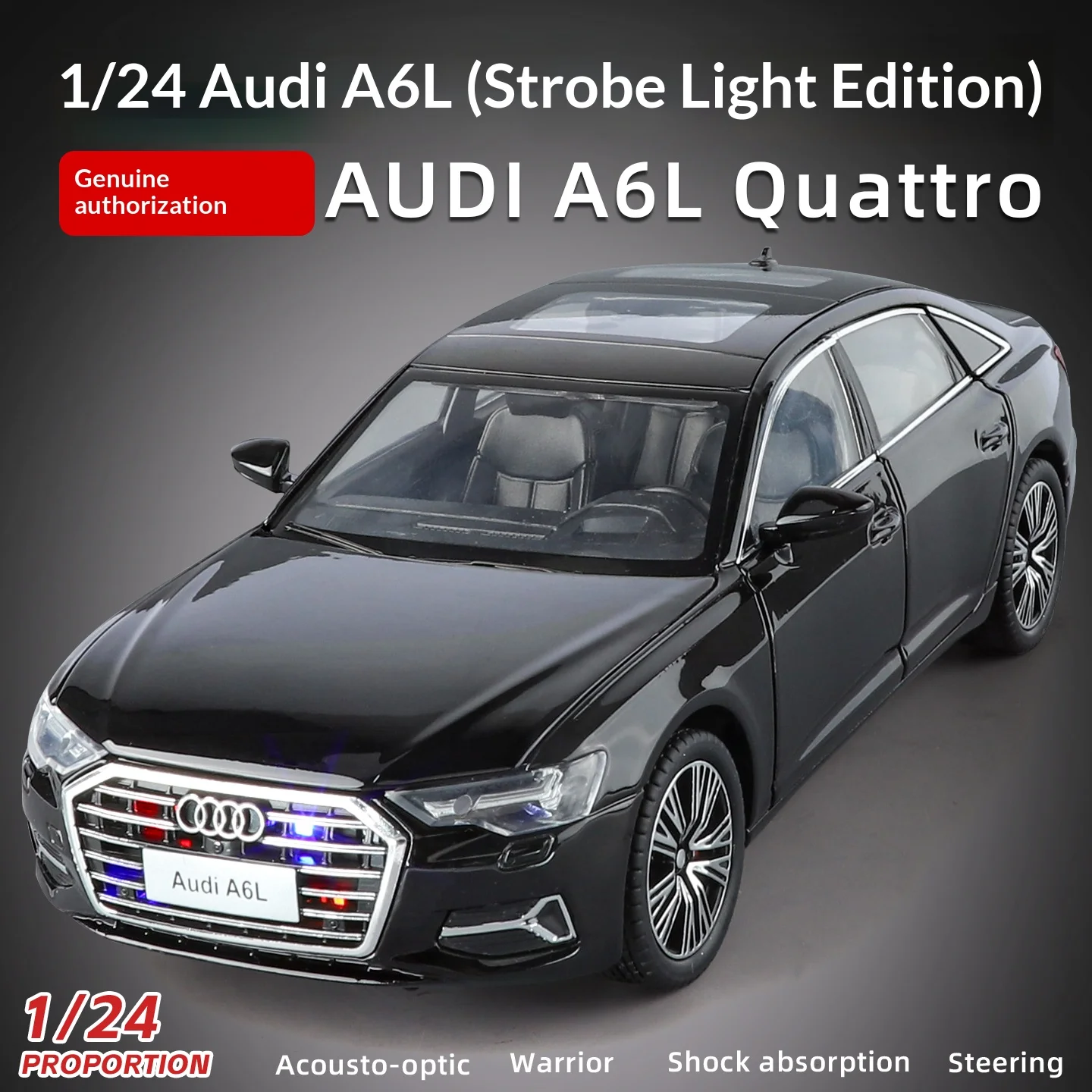 

1/24 Audi A6L light flashing version alloy die-cast car model simulation car ornaments children's toys car boy gift