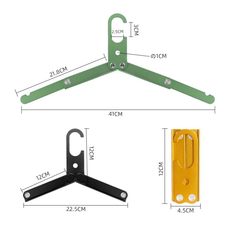 Outdoor Folding Aluminum Alloy Hanger Three-Fold Portable Drying Rack Camping Travel Ultra-Light Telescopic Clothes Hanging