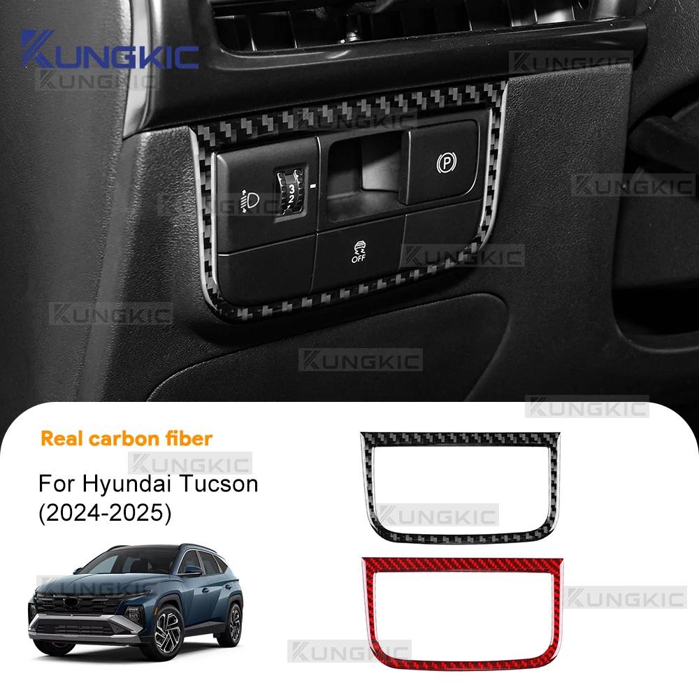 

Real Soft Carbon Fiber Sticker For Hyundai Tucson NX4 2024-2025 LHD RHD Car Headlight Switch Frame Interior Trim Accessories