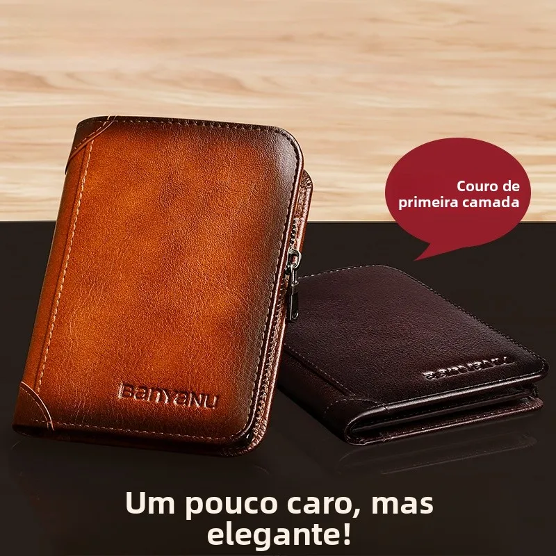 high-end-men's-wallet-top-layer-cowhide-large-capacity-with-zipper-anti-theft-driver's-license-card-holder-vintage-style