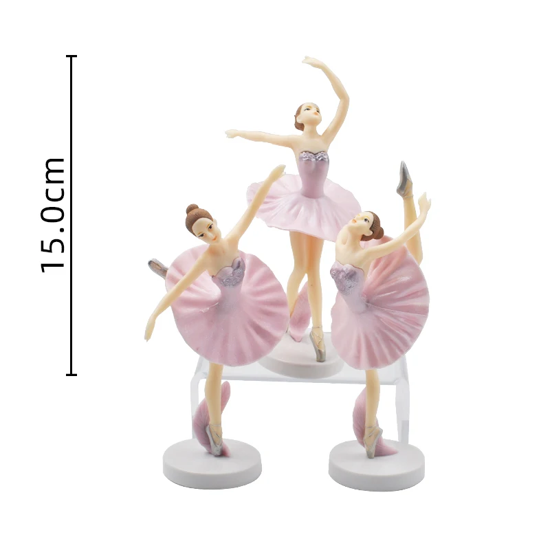 Ballerina Girl Cake Decoration Pink White Hairball Balloon Cake Toppers Wedding Birthday Party Decor Kids favor Baking