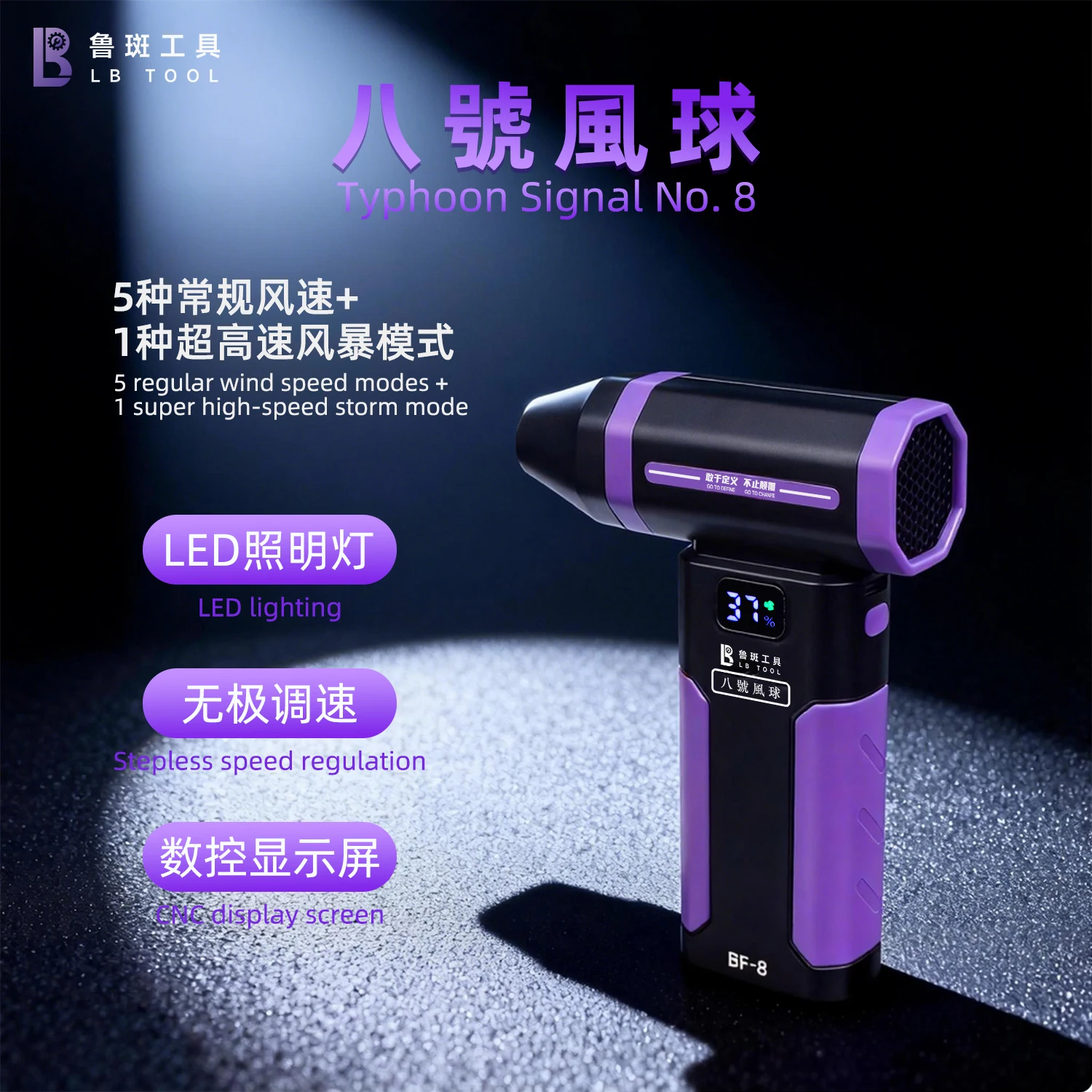 LB BF-8 High Power 2 in 1 Air Blower Vacuum Brushless Motor 6 Speed Modes for Home Car Dust Removal Cooling Cleaning Tool