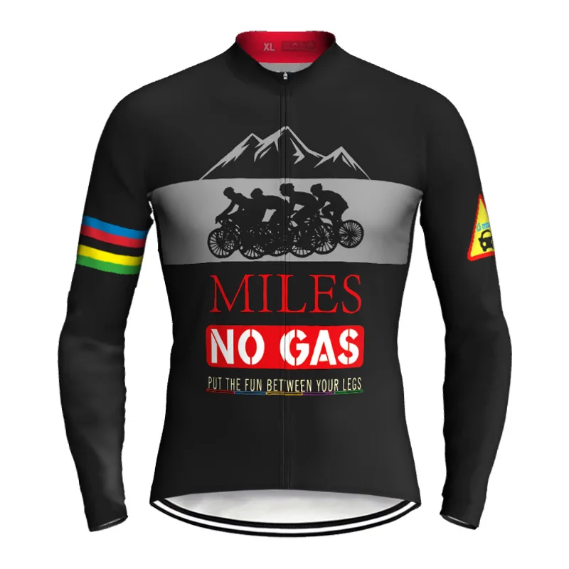 Pro Long Sleeve Road Cycling Jersey, Bike Shirt, Downhill Coat, Bicycle Wear, Miles No Gas Top Sweater, Bicycling Black Jacket