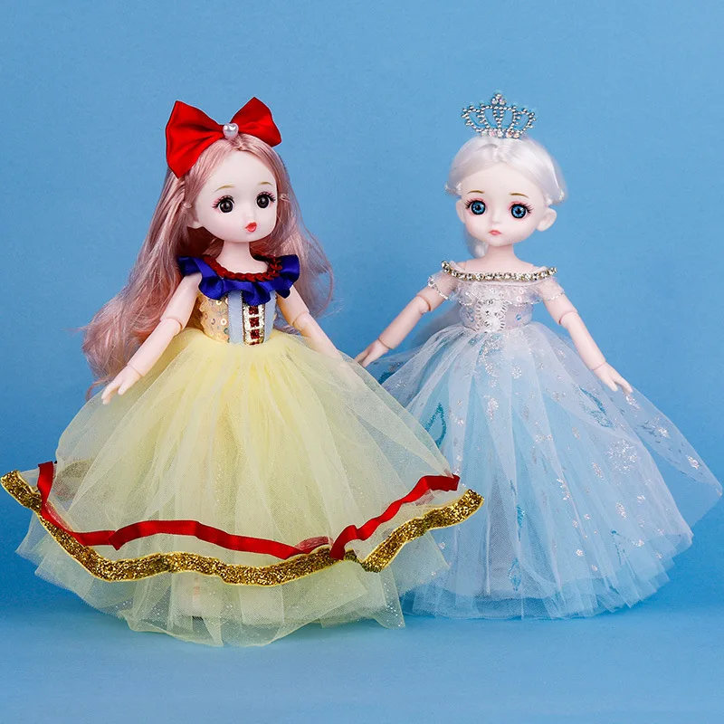 

22cm Fashion Cute Girl Fairy Princess Doll 1/6 BJD Realistic Eyes Joints Movable Pretty Evening Dress Skirt Play House Toys