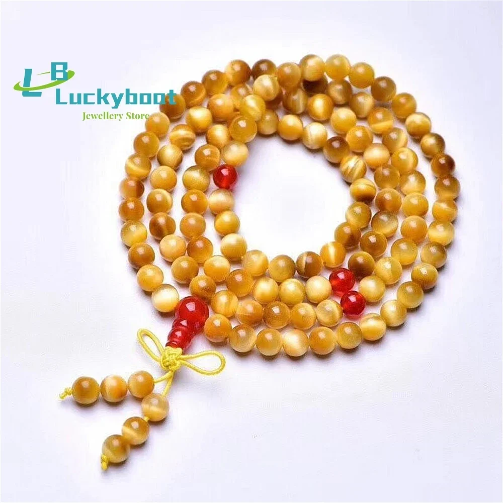 Natural Cat's Eye Golden Tiger Eye Stone Multi-Circle Bracelet Shining DIY Handmade Jewelry