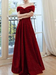 Customized One Shoulder Elegant Design Bow Wedding Party Dresses Gown Solid Drapeds Slim Waist Evening Dress Back Cross Lace Up