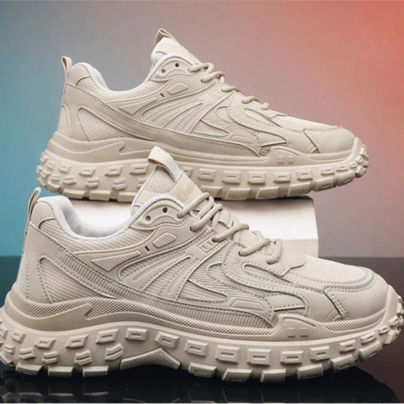 

Men Breathable Casual Shoes Trendy Lace Up Vulcanized Sports Shoes Male Thick Sole Non-slip Dad Shoes 39-44