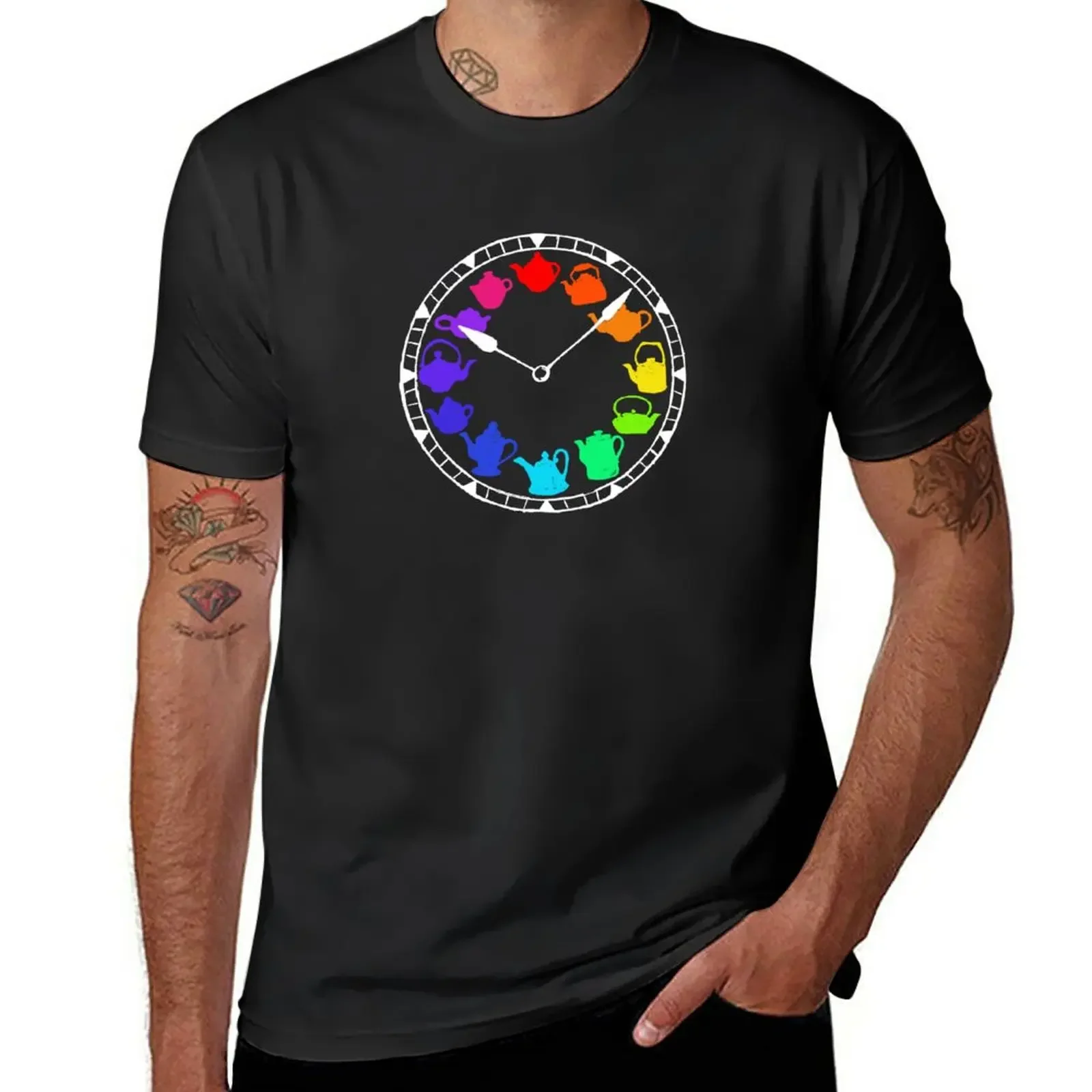 

New Rainbow tealover's clock for tea and pride T-Shirt boys t shirts Tee shirt big and tall t shirts for men