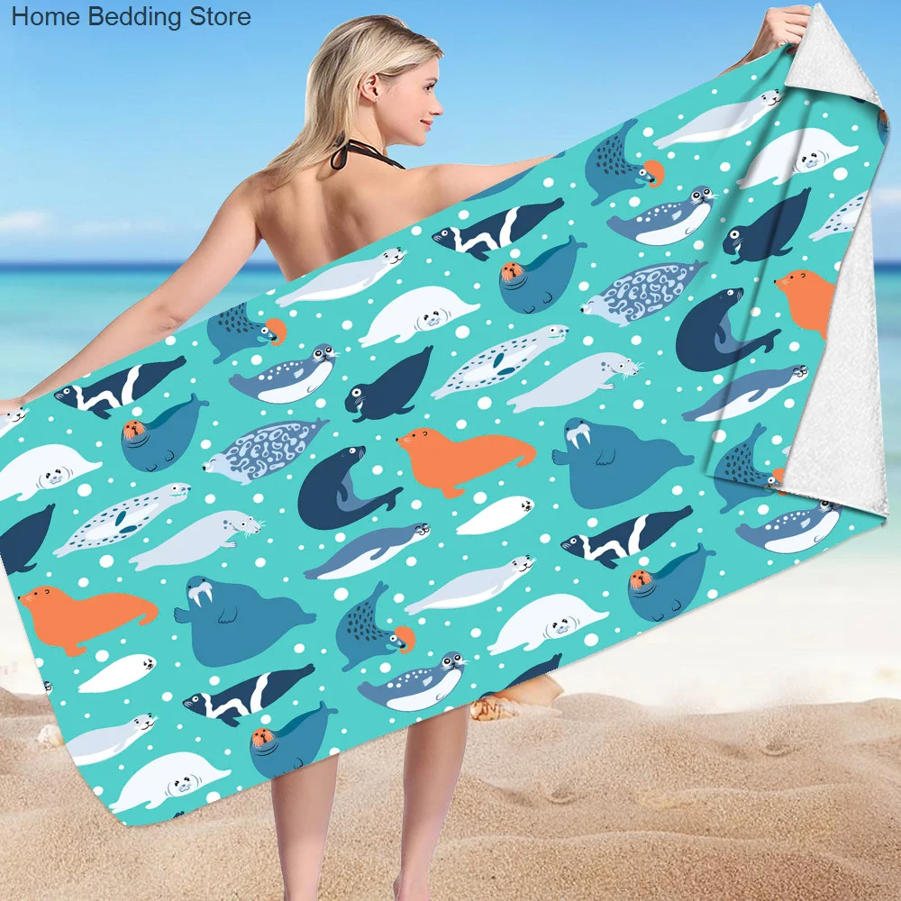 Cartoon Shark Beach Towel Microfiber Oversize Extra Large Quick Drying Quick Fast Dry Sand Free Proof Pool Towel Lounge Cover