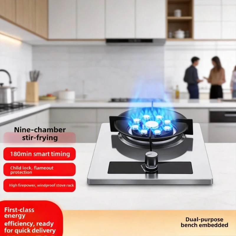 Household Single Burner Gas Stove Desktop Embedded Dual Use Liquefied Petroleum & Natural Gas