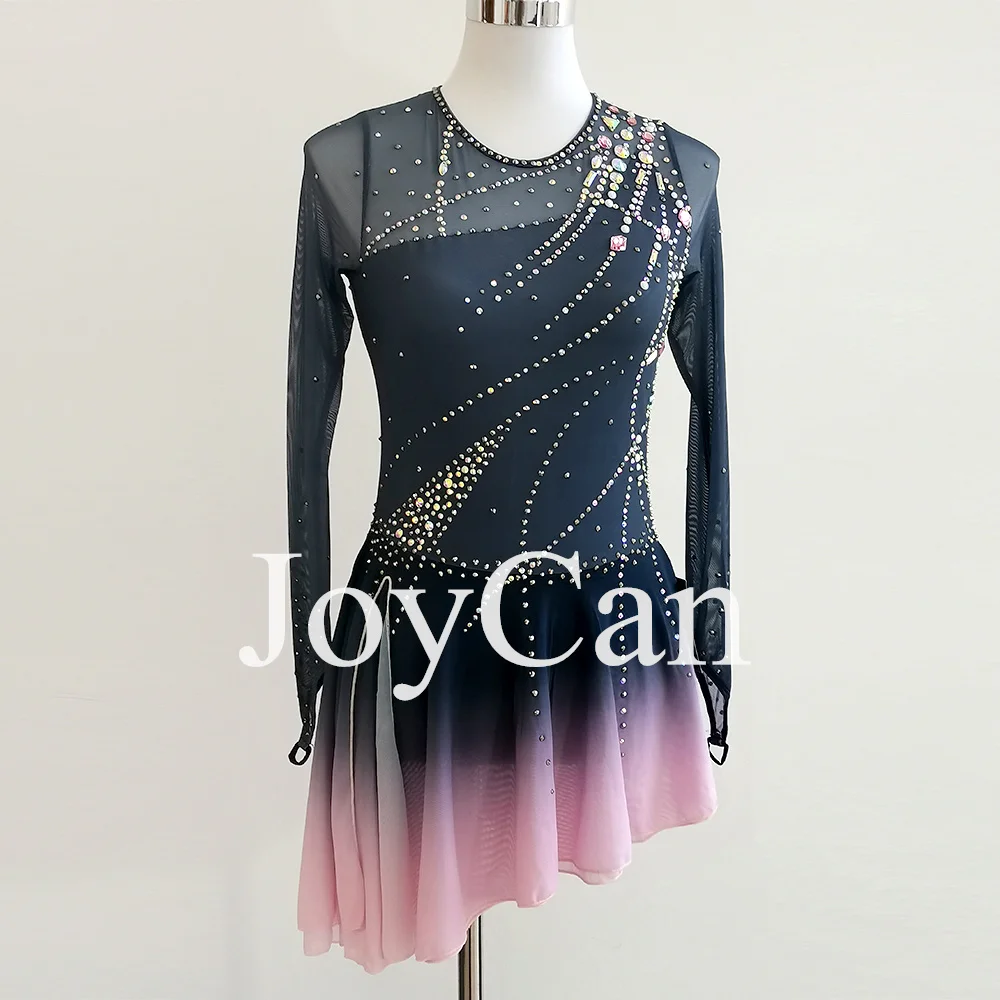 JoyCan 新デザインプロフェッショナル素敵なアイススケートドレス弾性メッシュスカート子供のためのシャーリングインセット BD7105