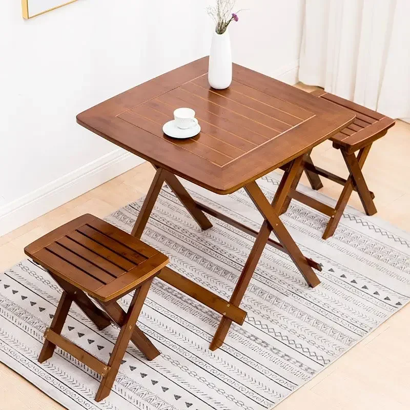 

Balcony Foldable Tables Bamboo Dining Tables Small Square Desk Square Simple Dining Table Household Small Dining Room Furniture