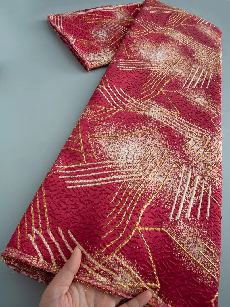 Nigeria Gilding Lace Fabric 2025 High Quality African organza Jacquard Brocade Lace Fabric for Women Party Wedding Dresses 4519