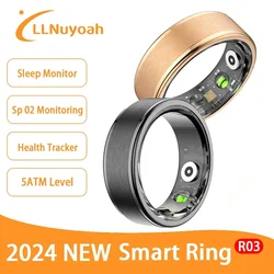 LLNuyoah R03 Smart Ring Sleep Health Monitoring IP68 & 5ATM Waterproof Multi Sports for IOS and Android Men Women Smart Ring