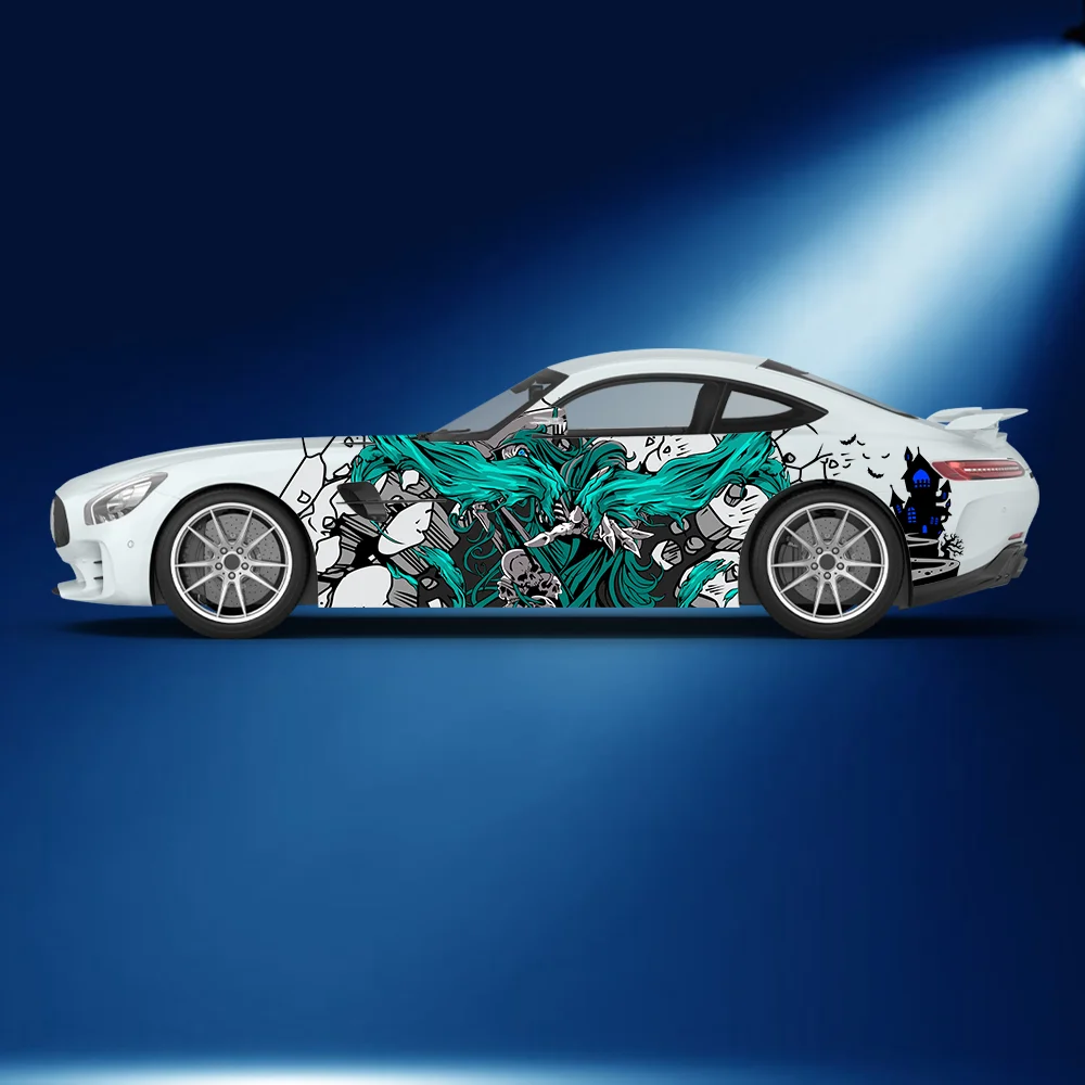 

Terrifying Skull Halloween Pattern Car Side Sticker Vinyl Self-adhesive Paper Motorsport Paint Decal Suitable for Car Truck Suv