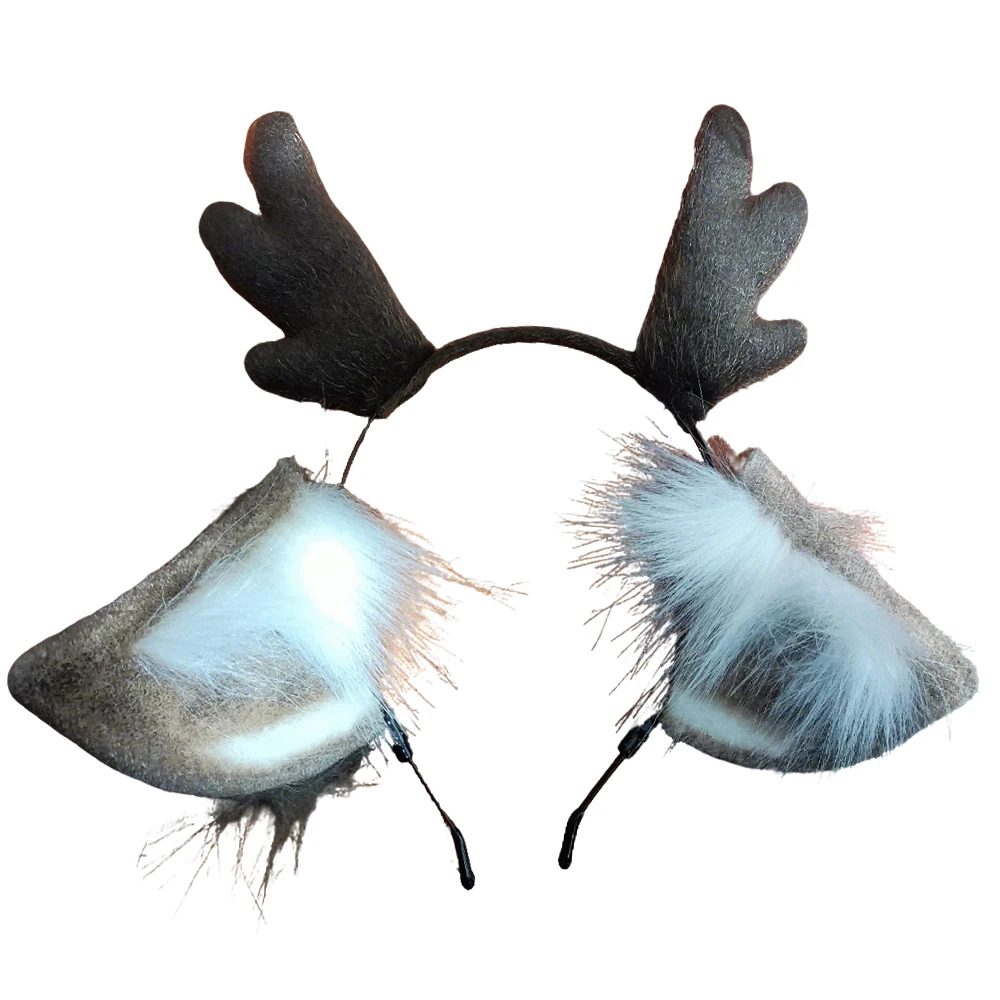 

Плюшевая повязка для волос ручной работы с рогами, аксессуар для ушей оленя, милый рождественский реквизит для косплея для комиксов, декор для вечеринки