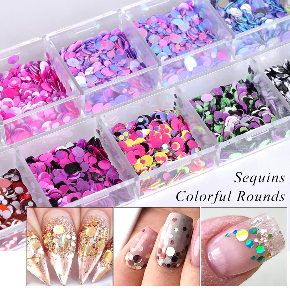 Etui Nail Glitter Powder Sequins Round Butterfly Heart 3D Flakes Holographic Powder Manicure Decoration