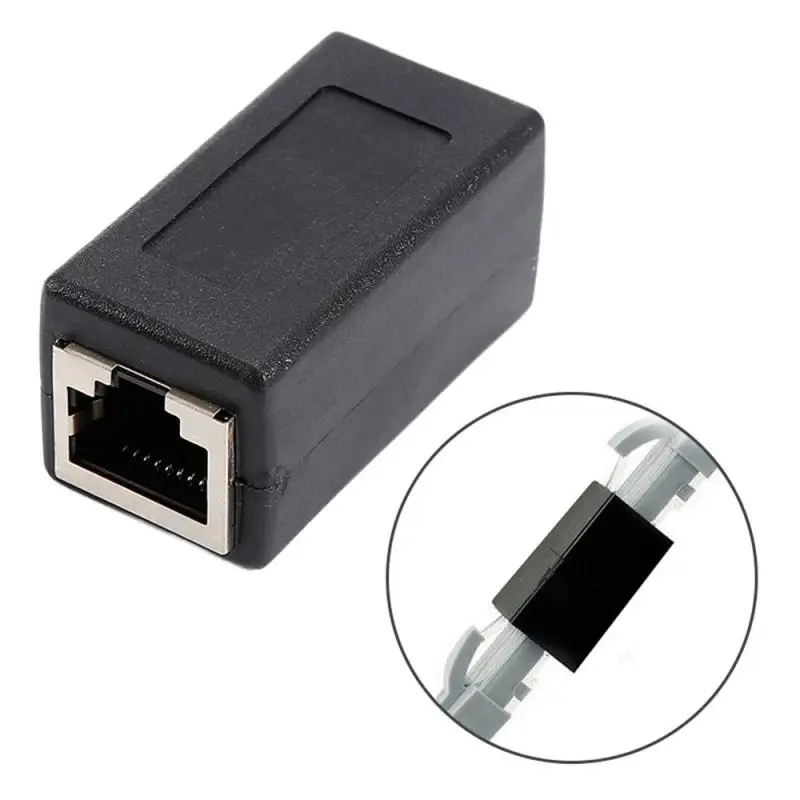 New RJ45 Network Dual-Pass Mini Black Network Connector Portable Female To Female Ethernet LAN Connection Adapter Extender
