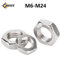 304 Stainless Steel Hex Serrated Thin Nuts M6 M8 M10 M12 M14 M16 M18 M20 M22 M24 Fine Pitch 0.75 1 1.25 1.5 Pitch Hex Thin Nuts