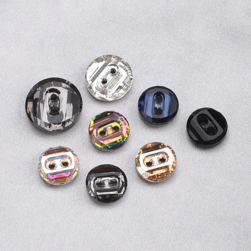 Crystal Glass Buttons, 2 Holes, 10mm, Shirt, Sweater, Coat, Windbreaker, Knitwear, Clothing, Sewing Accessories, High Quality