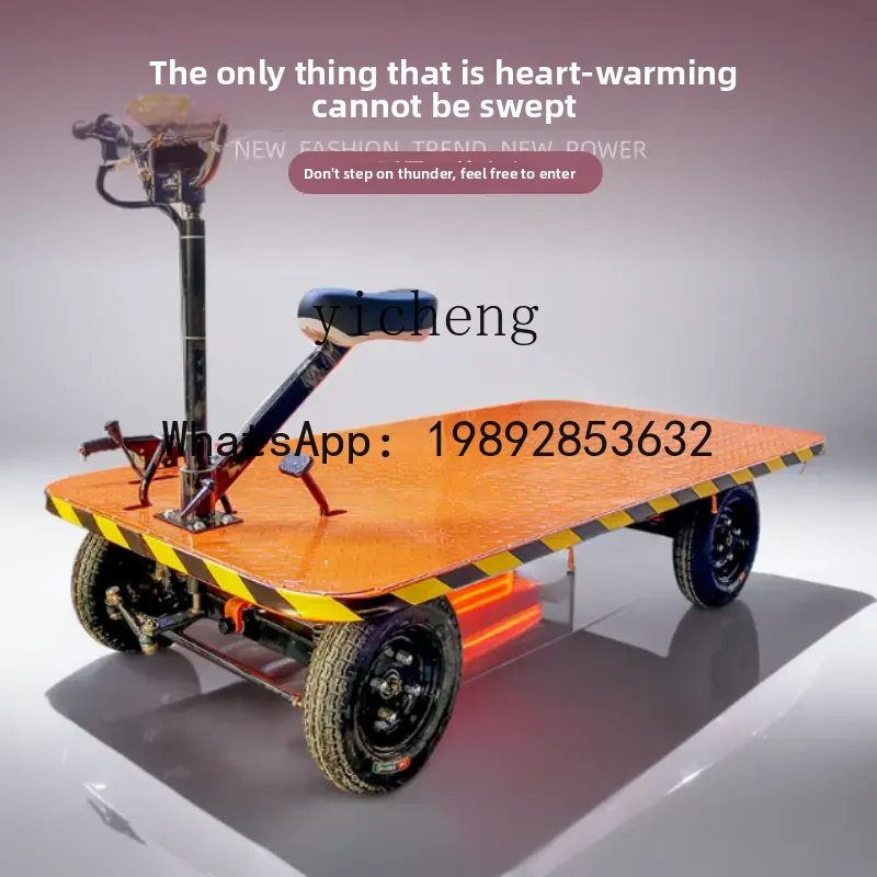 Electric Four-Wheel Flatbed Cart for Stall Setup, Orchard Transport, Greenhouse, and Warehouse