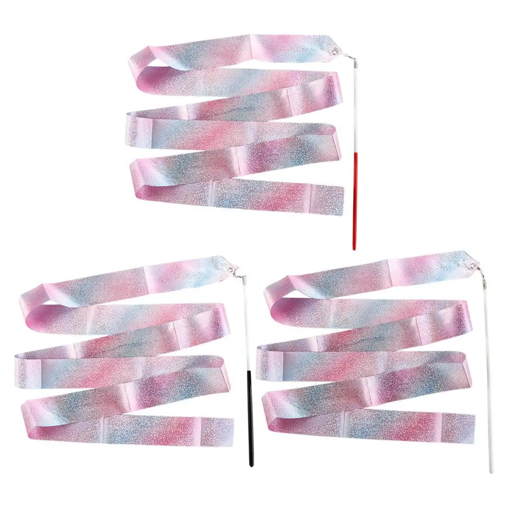 

2M Rainbow Stick Kids Toys Flashing Star Ballet Streamer Dance Ribbon Twirling Rod Gym Ribbons
