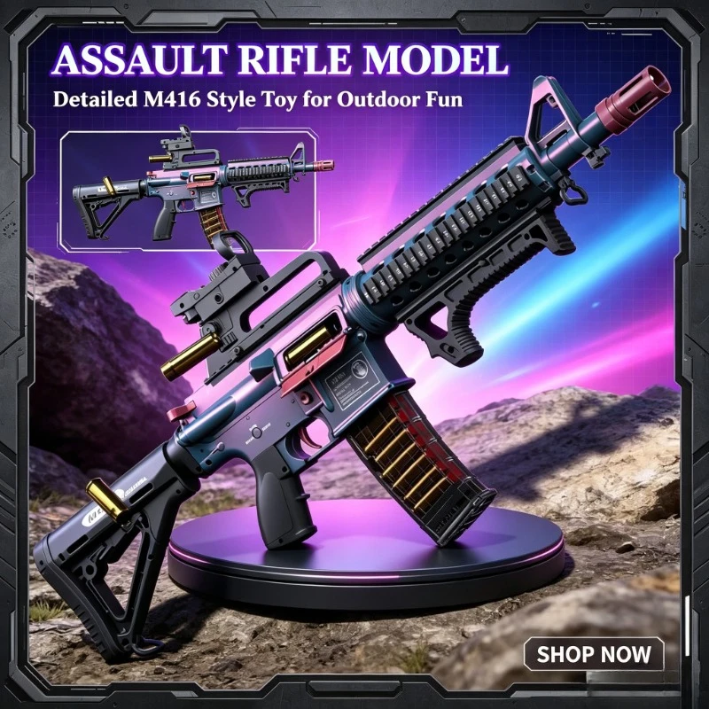 2026 Children's Electric Continuous Firing Throwing Shell M416 Soft Bullet Toy Gun Outdoor Shooting Games Assault Rifle Model
