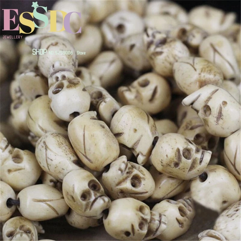 Wholesale Hand Carved Natural Yak Bone Skull 108 Mala  DIY Beads Jewelry Accessories Tibetan Style Men Bracelets