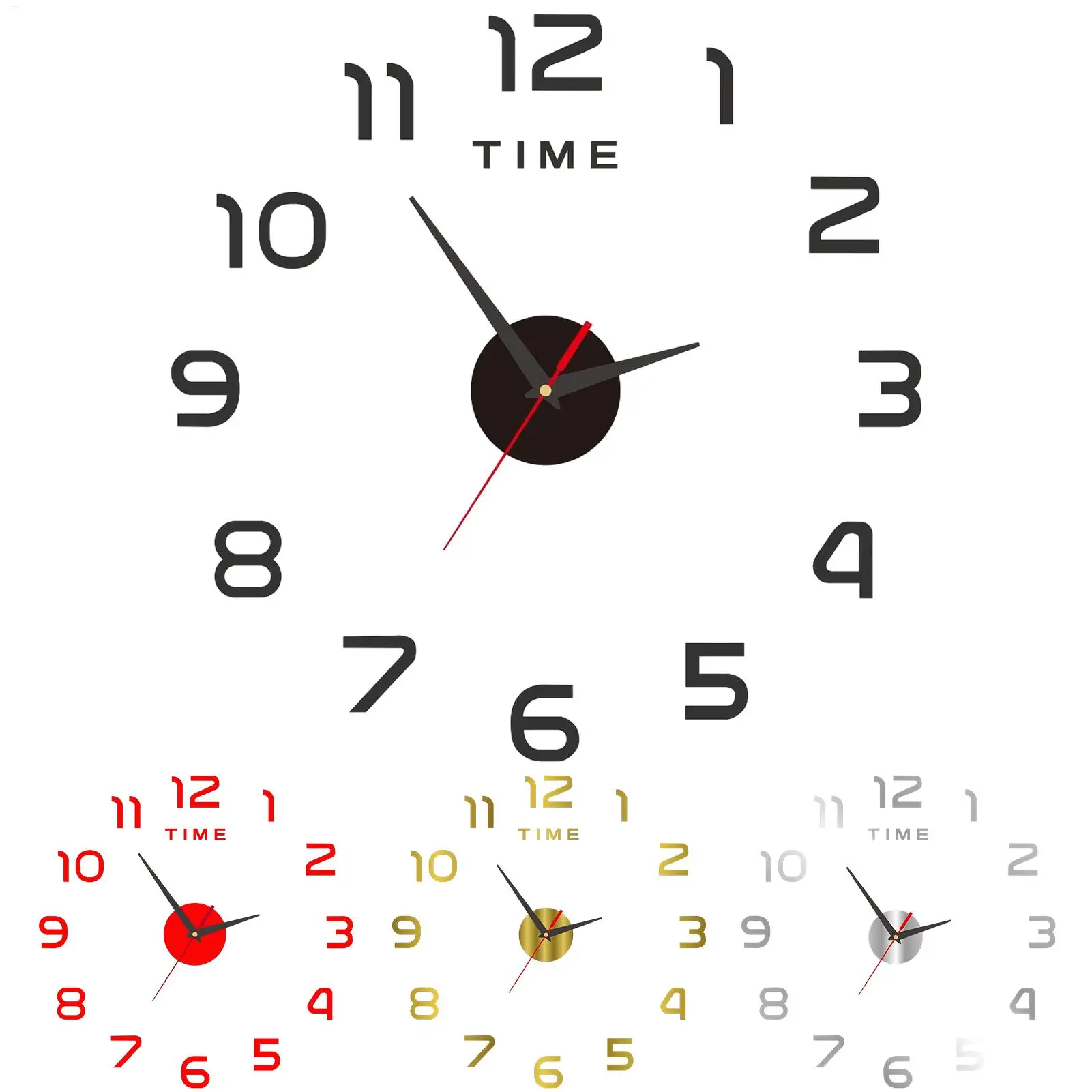 Acryl-Wanduhr-Set, rahmenlos, modern, 3D-DIY-Zahlen-Kit, geräuschlose Uhr für Wohnzimmer, Schlafzimmer, Küche, Heimdekoration, Kunst
