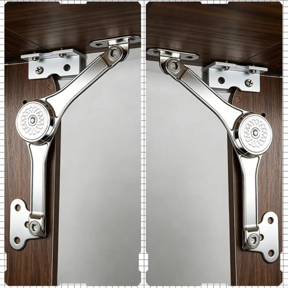 Satin Nickel Finish Lid Support Hinge Soft Close Mechanism Adjustable Strength Folding Lid Stay Randomly Stop Function