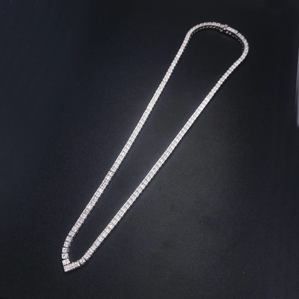 CSJ 100% 925 Sterling Silver Tennis Chain Necklace 16/18 Inch Setting Pave SQ2.5mm Sparky Zircon for Women Party Jewelry Gift