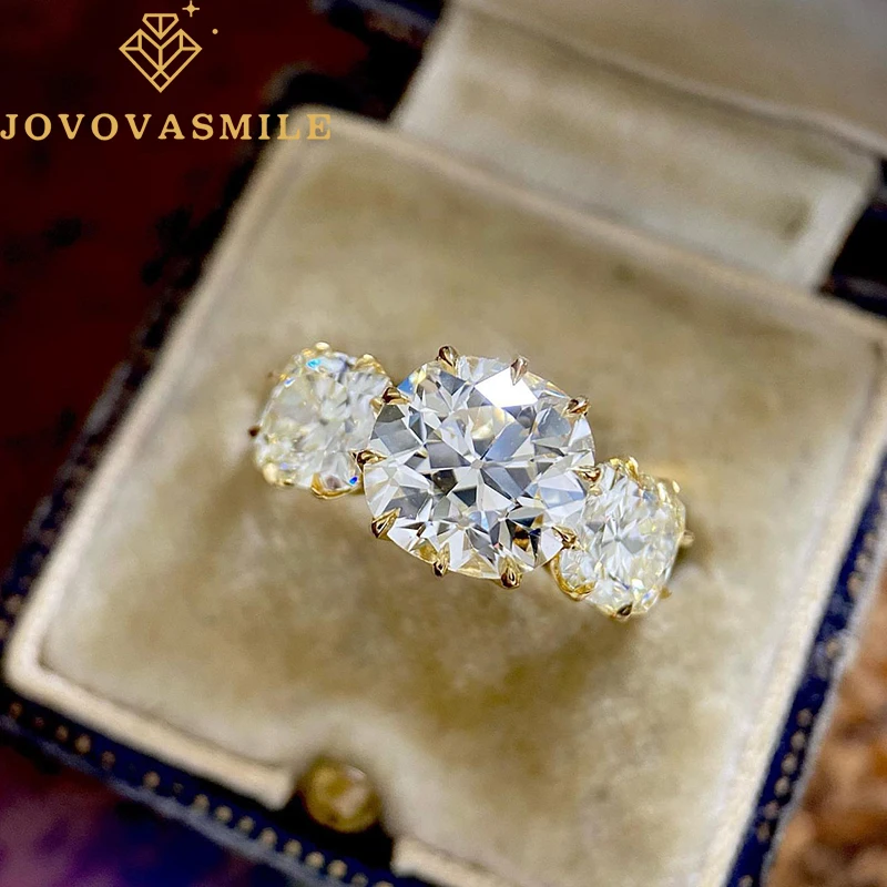 JOVOVASMILE Vintage Moissanite Engagement Rings 3ct Old European Antique Cushion Cut 18k Gold For Woman Fashion Jewelry