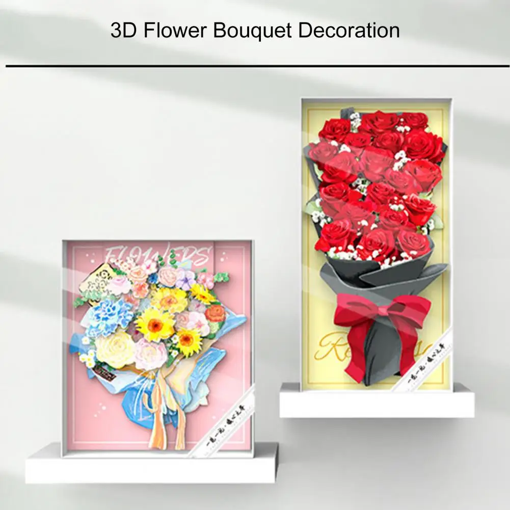 3d Flower Decor Handmade 3d Paper Flower Bouquet Diy Kit for Mother's Day Valentine's Day Christmas Rose Tulip Sunflower for Her