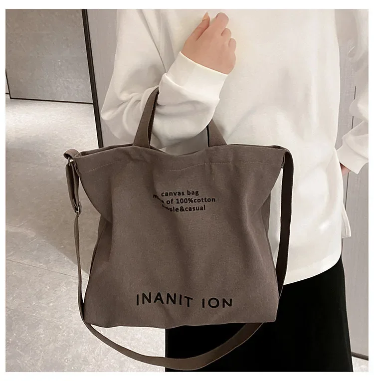 Japanische Minimalistische Canvas-Umhängetasche, Robuste Waschbare Handtasche mit Großer Kapazität, Schultertasche für Studenten & Tägliches Tragen – Detail 38