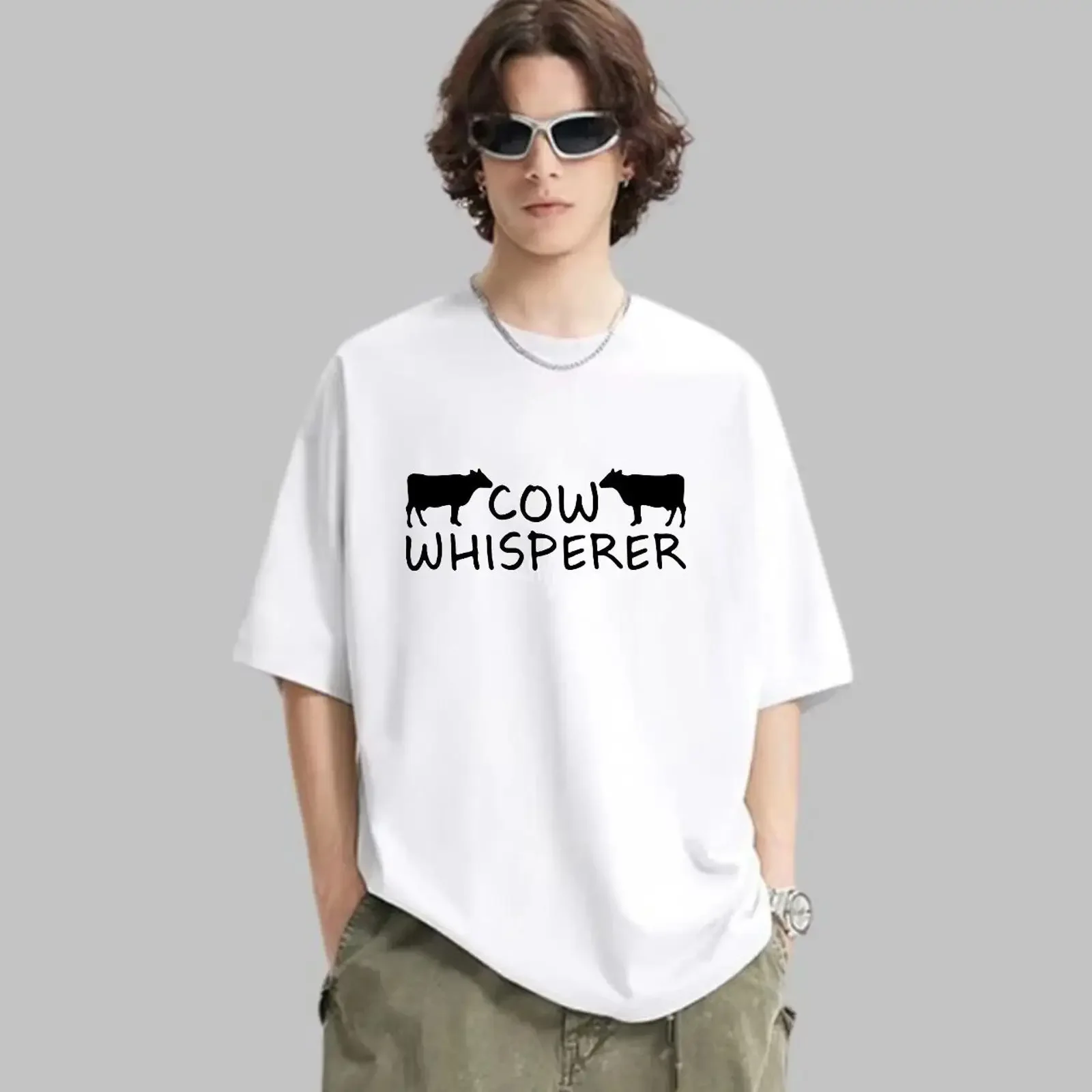 T Shirt Cow Whisperer Funny Dairy Farmer Cattle Lover Western  vintage Washed homme Soft Breathable fashion designer clothes