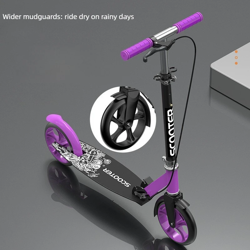 2-Wheel Foldable Scooter for Adults Teens, Dual Brake System & Anti-Shake Frame, Super Durable Heavy Duty for City Ride