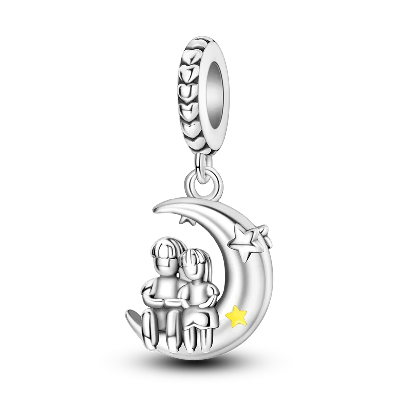 925 Sterling Silver Number Puppy Family beads Pendant Fit 4MM hole diamete bracelets Charms for Women Gift Fine Jewelry Making