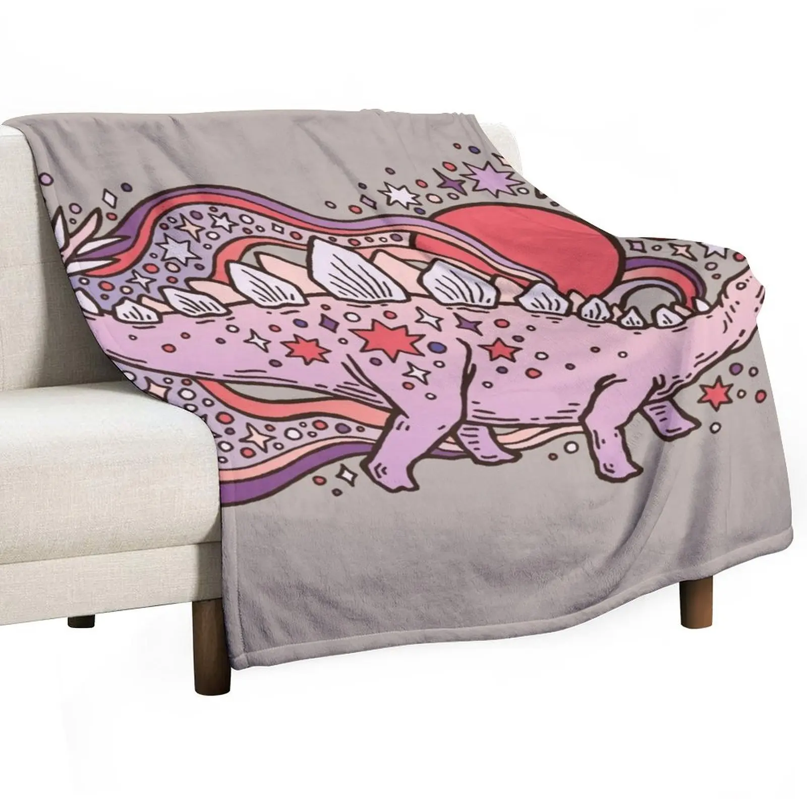 Star Stego | Cosmic Dinosaur Art Throw Blanket Decorative Beds Thins Blankets